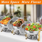 4-Pack Round Chafing Dishes for Buffet, 5QT Stainless Steel Buffet Chafing Set for Catering, Parties & Events