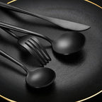 40 Pieces Matte Black Silverware Set, Stainless Steel Black Flatware Set for 8, Satin Finish Spoons and Forks Silverware Set, Black Cutlery Utensils Set, Dishwasher Safe