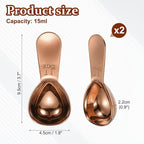 uxcell 2Pcs Stainless Steel Coffee Scoop, 15ml Short Handle Measuring Spoon for Ground Coffee Tea Sugar Kitchen Gifts, Rose gold