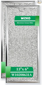 W10208631A Microwave Grease Filter for Whirlpool GE Microwave 13" x 6" 2 Pack Filter Replacement