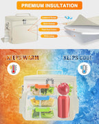 esouler Lunch Box for Women/Men Insulated Lunch Bag Large Capacity Reusable Lunch Tote Leak Proof Lunch Bags for Work Picnic, Beige