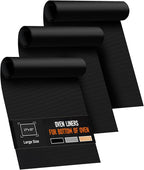 3 Pack Oven Liners for Bottom of Oven, 17x25" Large Heavy Duty Non-Stick Reusable Oven Mat for Electric, Gas, Toaster & Convection Ovens - BPA & PFOA Free, Dishwasher Safe, Kitchen Essentials, Black