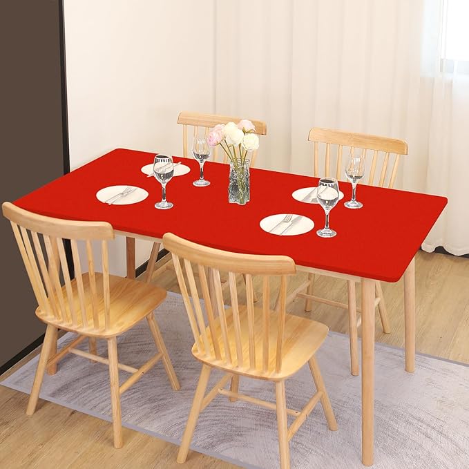SereneGrace Elastic Table Cover, Windproof Tablecloth, 24x48 Inch Reusable Spandex Fitted Stretch 4-Foot Rectangle Table Cloth for Dining Room, Banquets, Events, Craft Displays, Parties, Red
