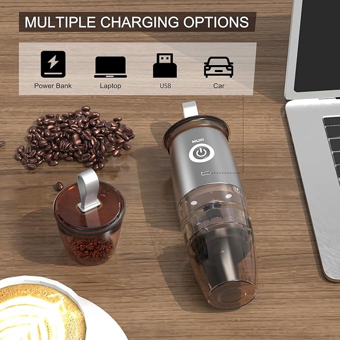 Mulli Portable Burr Coffee Grinder,Electric Cafe Grind, Adjustable Burr Mill with 5 Precise Grind Setting for Drip/Espresso/PourOver