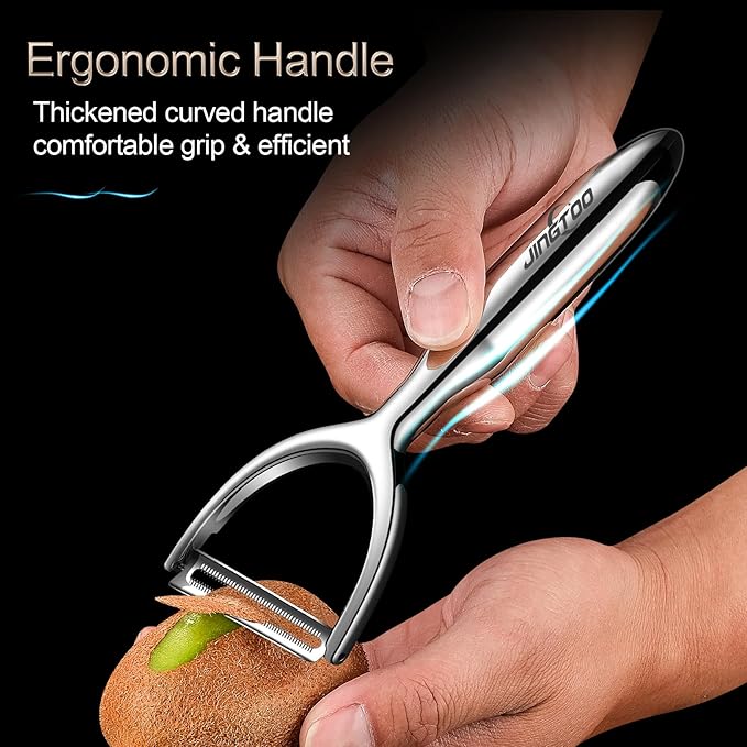Premium Vegetable Peeler Stainless Steel，Ultra Sharp Potato Peeler, Swivel Blade Fruit Veggie Peeler for Kitchen, Apple Carrot Y Peelers Ergonomic Non-Slip Handle - 5 Years Warranty (Serrated)