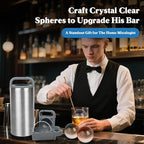 Clear Ice Cube Maker, 2.4" Stainless Steel & Non-BPA Silicone Ice Ball Maker Mold for Cocktails, Drinks & Bourbon, Whiskey Gifts for Men Woman