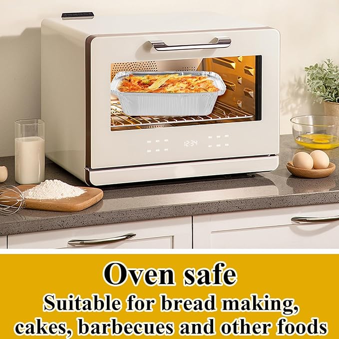 STARVAST 125 PCS Aluminum Pans 7.9 x 4.3 inch Disposable Loaf Pans With Clear Lids, 1.5lb Food Storage Containers Tin Pan for Individual Bread, Cake, Street Treats