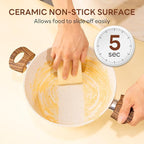 NEWBULIG 17-Piece Cookware Set, Nonstick & Non-Toxic Pots and Pans with Stay-Cool Handles, Induction Compatible, Cream White