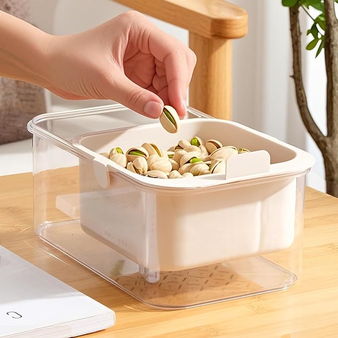 Double Layer Pistachio Bowl with Shell Storage, Multi-functional Drain Basket 2025 New Fruit Cleaning Bowl Nut Bowl for Snacks, Sunflower Seeds, and Candy, Ideal for Party and Home Use