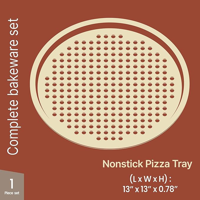 Bakken Pizza Baking Pan - Round Perforated Carbon Steel Pan with Non-Stick Marble Coating, Oversized Silicone Handle, Dishwasher Safe, High-Temperature Resistant, Durable & Easy Cleanup - Blue, 2 Pack