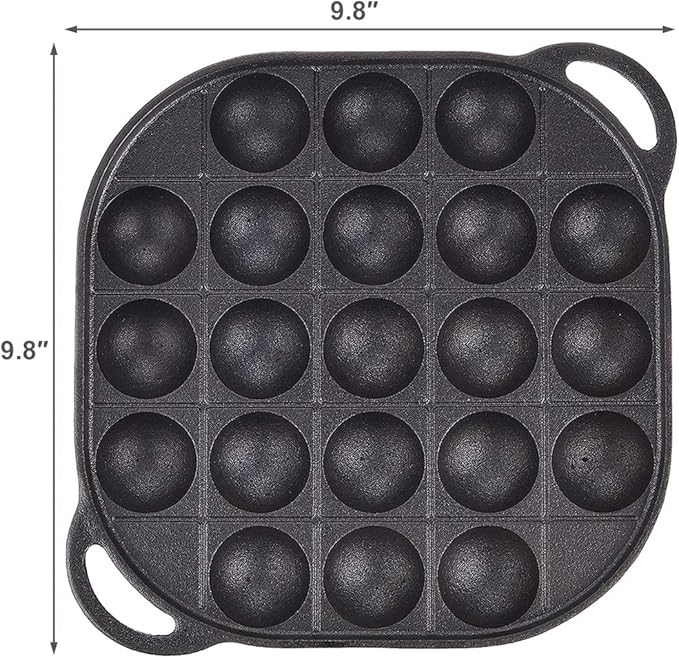 TIKUSAN Takoyaki Pan Cast Iron Takoyaki Maker Skillet Griddle Japanese Octopus Meat Ball Mold Maker for Gas Heater (21 Molds)
