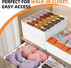 Criusia Drawer Organizer - 6 Set Clothes Organizer for Closet & Bedroom - 90 Cells Bins for Sock, Underwear, Bra, Baby Clothes - Washable & 10xDurable than Non-Woven Fabric (White)
