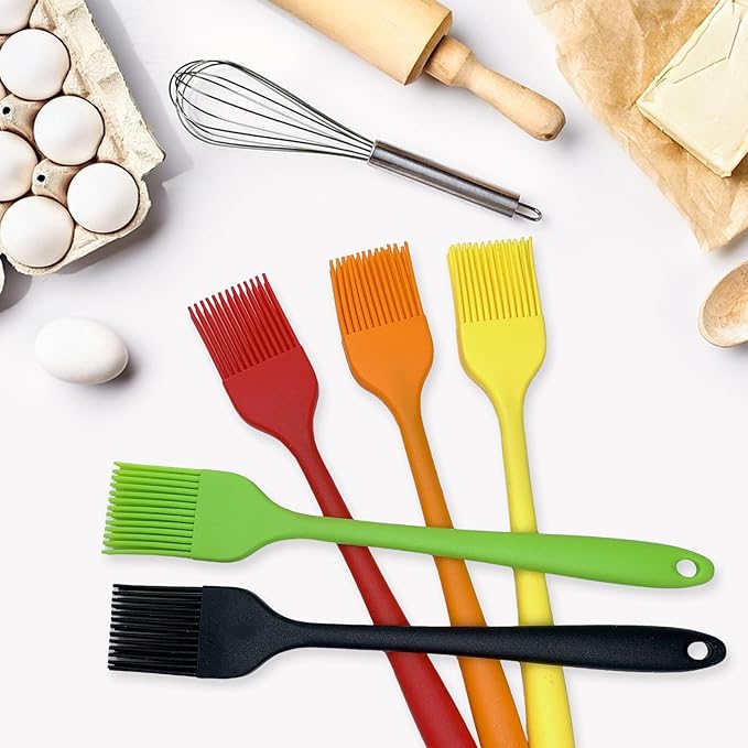 Silicone Basting Pastry Brushes, 5 Pack Heat Resistant Cooking Brush for Oil Butter Sauce, Food Brush for BBQ Grill Barbeque Kitchen Baking Cooking