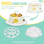 Ohuhu Cake Container, Cake Carrier with Lid and Handle BPA-Free Cake Holder for 10 inch Cake with 2 Handles Cupcake Carrier - Plastic Cover Two Sided Base for Transport Pies Nuts Fruit