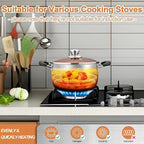 TeamFar Stock Pot 4qt, Stainless Steel Stock Soup Pasta Pot with Lid, Double Heatproof Handles, Non Toxic & Healthy, Easy Clean & Dishwasher Safe