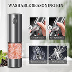 Electric Salt and Pepper Grinder Set, Upgraded Larger Capacity Stainless Steel Automatic Salt and Pepper Mill Set Refillable with 5 Adjustable Coarseness Stainless Steel Color Shaker