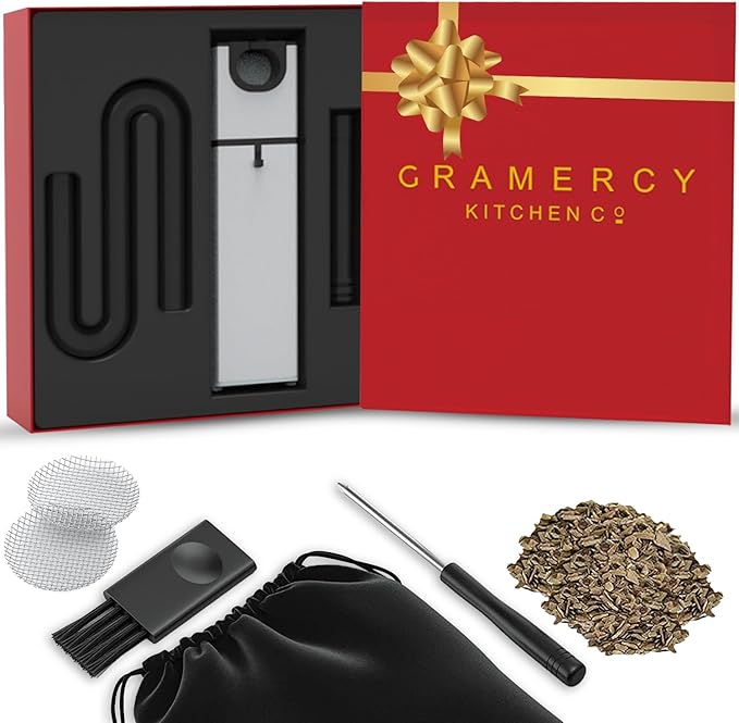 Cocktail Smoker Kit Holiday gift set - Indoor Drink & Food Infuser with Wood Chips | Old Fashioned Whiskey Bourbon Smoker Gift