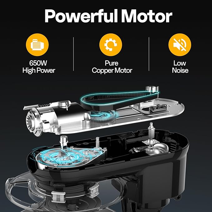 VIVOHOME 3 in 1 Multifunctional Stand Mixer with 6 Quart Stainless Steel Bowl, 650W 6 Speed Tilt-Head Meat Grinder, Juice Blender, Black