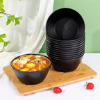 supernal 12PCS Black Wheat Straw Bowls - Unbreakable Reusable Plastic Soup & Cereal Straws Bowls,Fridge and Dishwasher Safe Stackable,Lightweight Black Disposable Bowl for Ramen,Salads and Catering