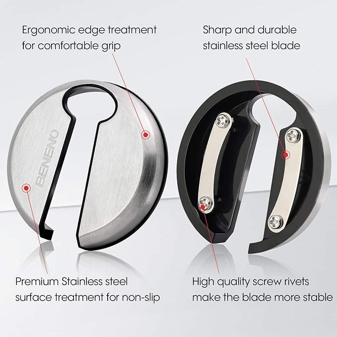 Beneno Wine Opener with Stainless Steel Wine Foil Cutter - Bottle Top Seal Cutter, Zinc Alloy Premium Wing Corkscrew with Multifunctional Bottles Opener, Upgrade Black Set