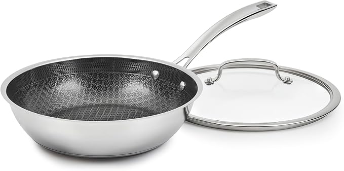 Cuisinart FusionPlus Nonstick Stainless Steel Cookware, 10.25-Inch Deep Fry Pan Skillet with Cover, PFAS-Free PURELYSEAR Ceramic Technology, Scratch Proof, Cool Grip Handles, Dishwasher Safe