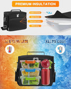 esouler Lunch Box for Women/Men Insulated Lunch Bag Large Capacity Reusable Lunch Tote Leak Proof Lunch Bags for Work Picnic, Black