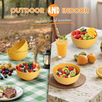 Homienly Sunshine Yellow Bowl Set of 8, 60 Oz Large Wheat Straw Bowls, Unbreakable Big Salad & Soup Bowls, Microwave Safe for Easter, Picnic, Kids Party & Family Meals