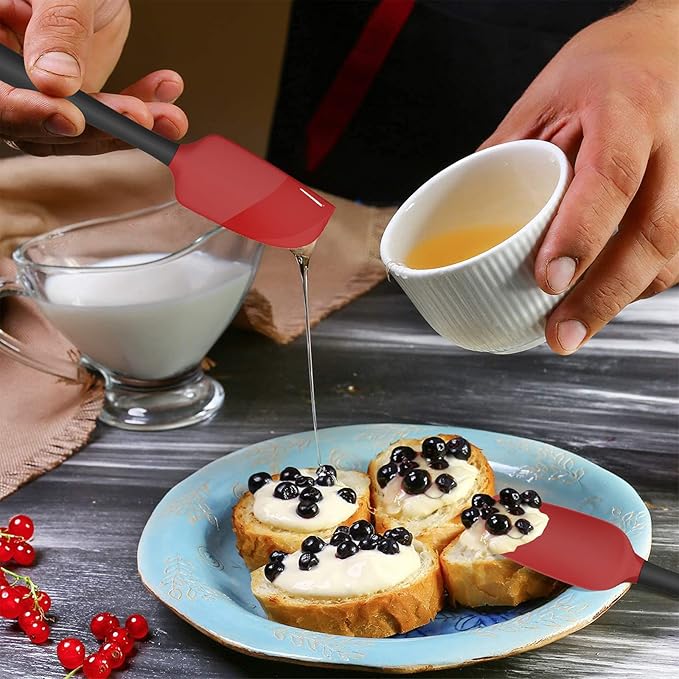 Coukre Silicone Spatula Set of 5,High Temperature Resistant, Food Grade Silicone, Dishwasher Safe, for Baking, Cooking (Red)