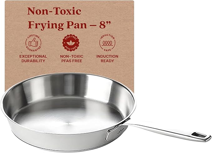 Alva Maestro 8" Premium Stainless Steel Frying Pan - 18/10 Professional Grade - PFAS/PFOA/PTFE Free - High Heat & Oven Safe - All Stovetop Compatible