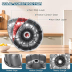 Onader Fluted Cake Pan, 10 Inch Nonstick Round Tube Baking Pan for Pound Cake, 10 Cups Large Heavy Duty Carbon Steel Baking Mold Bakeware, Gray
