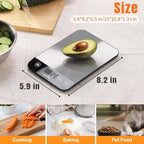 33lb Digital Kitchen Scale, Food Scale Rechargeable with Stainless Steel, Grams and Ounces, USB Charging, 1g High Accuracy for Baking, Cooking, Food BK806