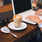 Coffee Spoon Rest Set with Spoon, Mini Ceramic Spoon Holder, Silver Ellipse Spoon, Coffee Bar Accessories