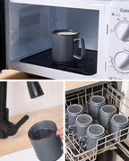 famiware Coffee Mugs Set of 4, Nebula 14oz Coffee Mugs, Ceramic Cup Set with Handle for Latte, Tea, Milk, Cappuccino, Cocoa, Charcoal