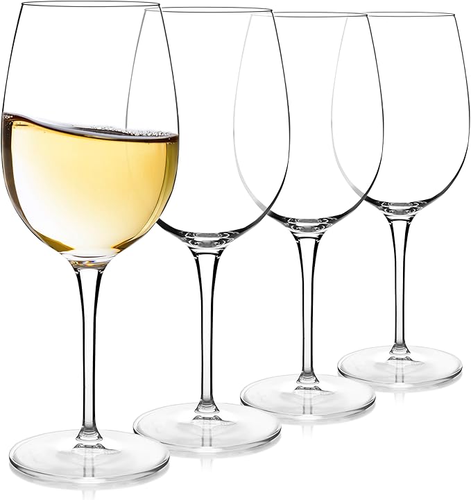 Luigi Bormioli Crescendo Chardonnay 13 Oz. White Wine Glasses Set Of 4, Crystal Wine Glass, Dishwasher Safe, Made In Italy.