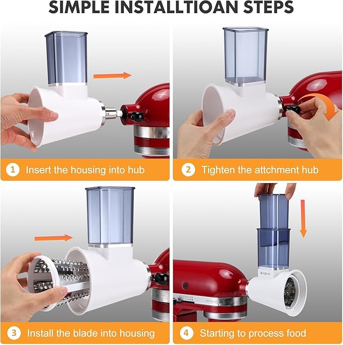 Slicer Shredder Attachment for Kitchenaid Stand Mixer, Salad Machine with Vegetable Slicer, Salad Maker, Food Slicers Cheese Grater Attachments for Kitchenaid Mixer Dishwasher Safe By Airpro,Blue