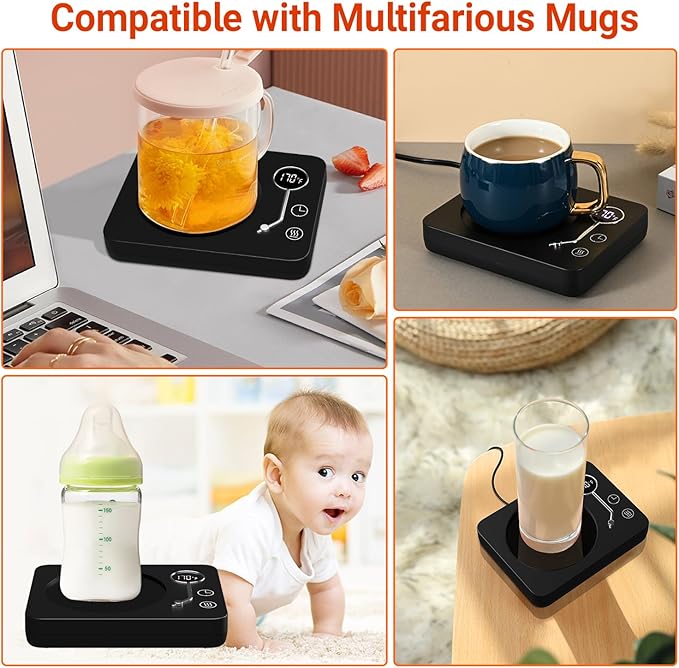 Coffee Mug Warmer, CEROBEAR Mug Warmer for Desk 3 Temperature Control 130℉/150℉/170℉, Cup Warmer with Auto Shut Off for Coffee Milk Tea Beverage-Black