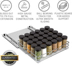Pull Out Cabinet Organizer for Spices, Cans - Heavy Duty with Lifetime Limited Warranty- Pull Out Spice Rack- Cabinet Pull Out Shelf for Cans,Dishes, Etc, 12-3/8"Wx 10-3/8"D x 2-3/4” H, Chrome