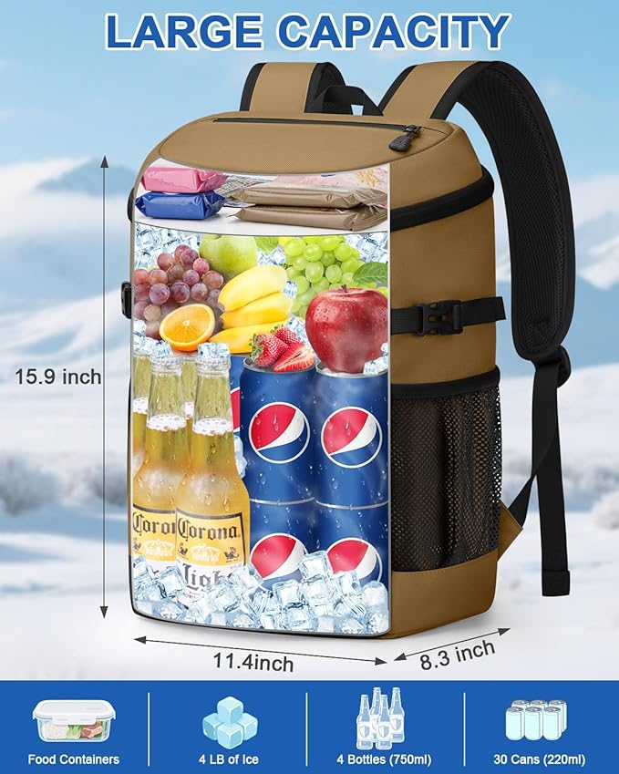 Cooler Backpack for Men Women Insulated Waterproof Backpack Cooler Leak Proof Cooler Bag Lightweight Lunch Backpack for Camping Beach Travel Picnic