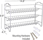 SWOMMOLY Spice Rack Organizer with 24 Empty Glass Spice Jars, 396 Spice Labels with Chalk Marker and Funnel Complete Set, for Countertop, Cabinet or Wall Mount, Silver