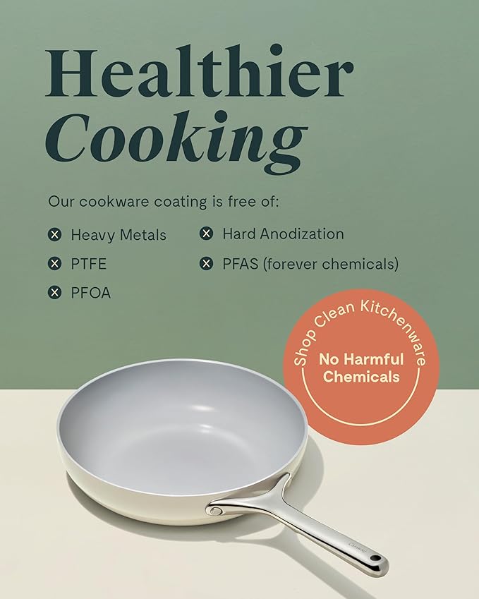 Caraway Nonstick Ceramic Mini Fry Pan With Glass Lid (1.05 qt, 8") - Non Toxic, PTFE & PFOA Free - Oven Safe & Compatible with All Stovetops (Gas, Electric & Induction) - Black