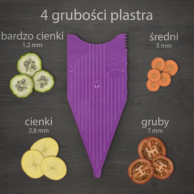Borner V5 (V) Power Mandoline Vegetable/Fruit Slicer Cutter Chopper + Safety Holder (Purple)