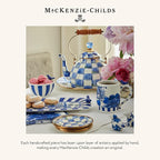 MACKENZIE-CHILDS Enamel Pinch Bowl, Small Bowl for Kitchen Ingredients, 1.5-Cup Capacity, Blue-and-White Royal Check