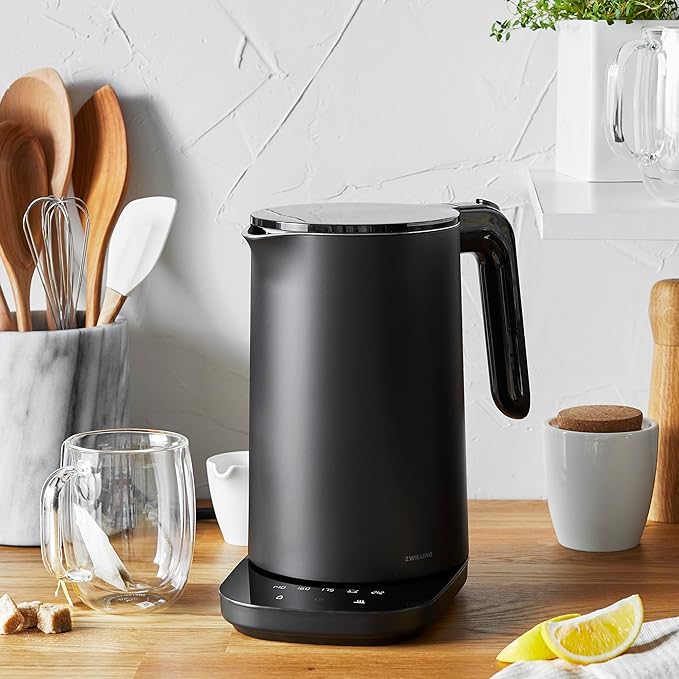 ZWILLING Enfinigy Cool Touch 1.5-Liter Electric Kettle Pro, Cordless Tea Kettle & Hot Water - Black