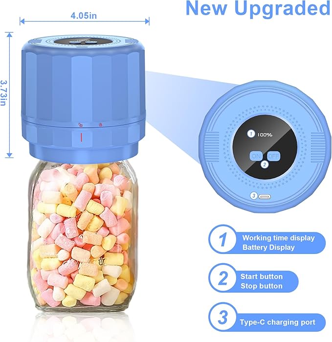 M11 Mason Jar Vacuum Sealer - Electric Mason Jar Vacuum Sealer Kit with Wide and Regular Mouth Mason Lids, Jar Vacuum Sealer for Canning Jars, Vacuum Sealing Machine for Food Storage