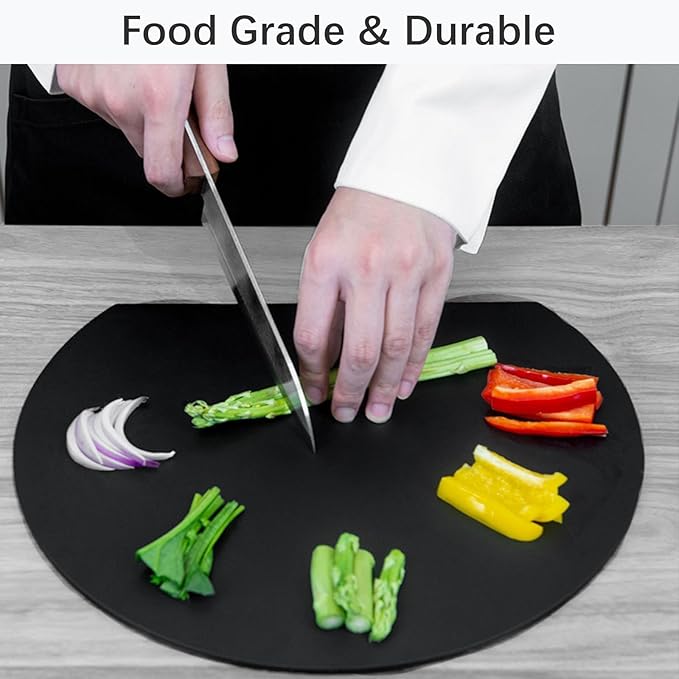 ZVP Thick Silicone Cutting Board Mats for Kitchen, TPU Flexible Cutting Board Double-Sided Use, Nonslip Rubber Half Round Chopping Mats BPA Free Knife Friendly Non-Toxic Dishwasher Safe