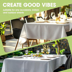 Pureegg Rectangle Table Cloth 60" x 84" – Durable Polyester Tablecloth Offers Reusable & Washable Protection, Ideal for Outdoor Party, Picnic, Wedding, Banquet and Birthday, 2 Pack, White
