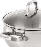 BergHOFF Belly Shape 18/10 Stainless Steel 9.5 inches Stockpot 5.5qt., Glass Lid with Steam Vent, Fast, Evenly Heat, Induction Cooktop Ready
