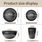 Wheat Straw Dishes Set for 8, Dinnerware Sets 32 piece, Unbreakable Plates, Bowls, Cups Sets for Kitchen Parties Camping RV - Grey