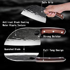 ROCOCO 3PCS Butcher Knife Set - Serbian Chef Knife Viking Boning Cleaver for BBQ Birthday Father Mother Christmas Gift Idea Men