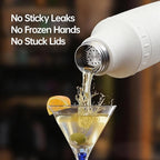 Hybrid Cocktail Shaker Set | Vacuum Insulated Stainless Steel Martini Shaker with Strainer & Jigger Lid | Travel cocktail kit with Bartender Accessory Tools | 30oz | White